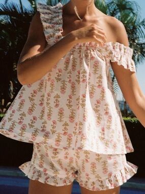 Piyama Nicolette Sleep Set- 100% Cotton- Lotus Flower- Size Small